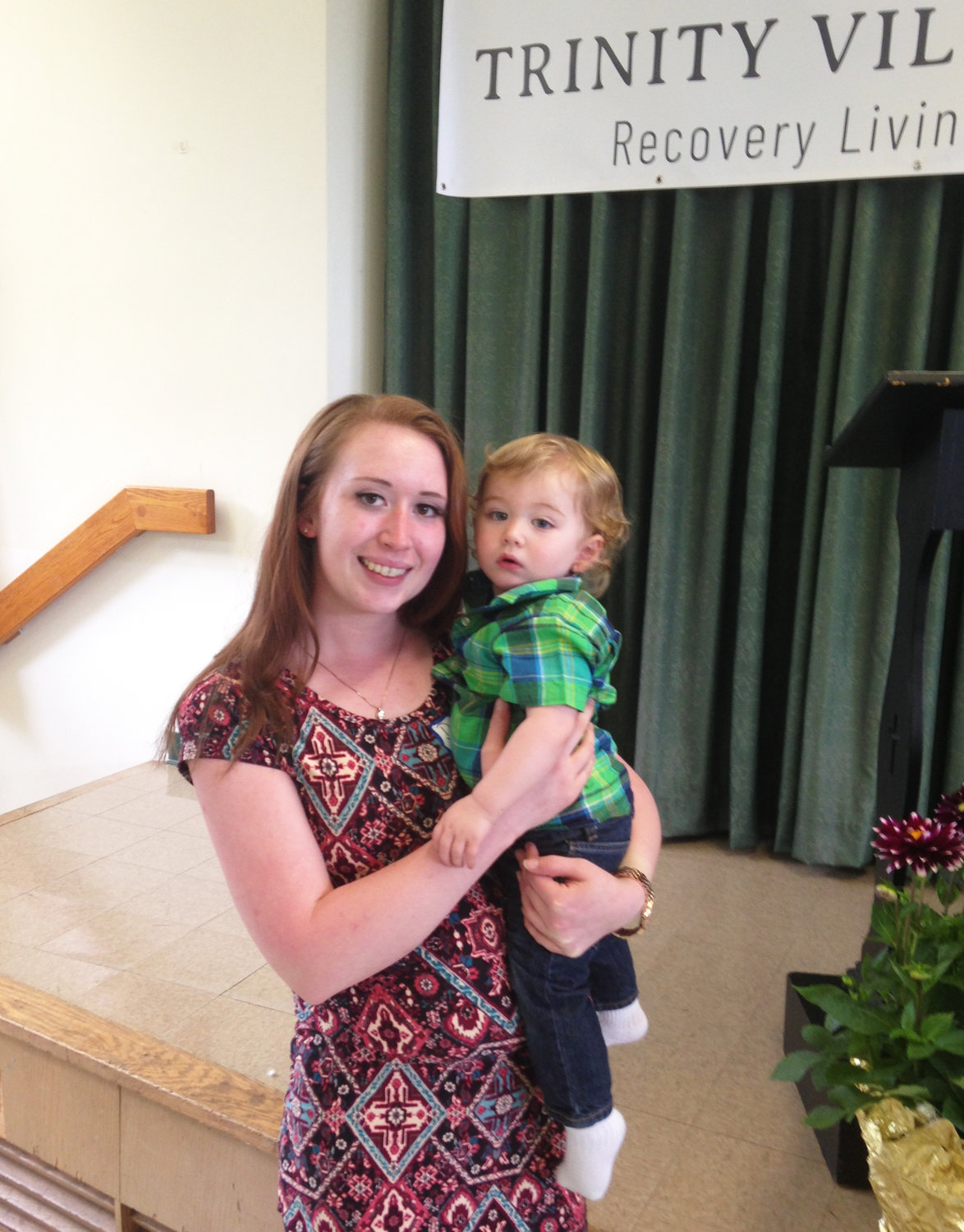 Danielle and her son at the celebration of the opening of The Blessing Way in Portsmouth.